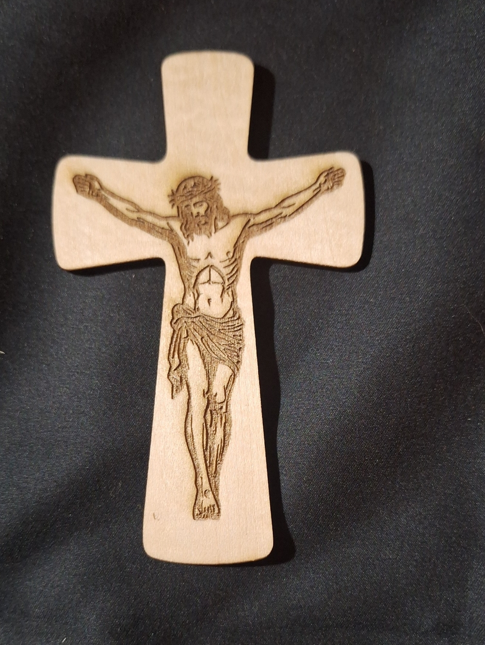 Artisan 3D Wooden Crucifix Wall Cross - Natural Brown